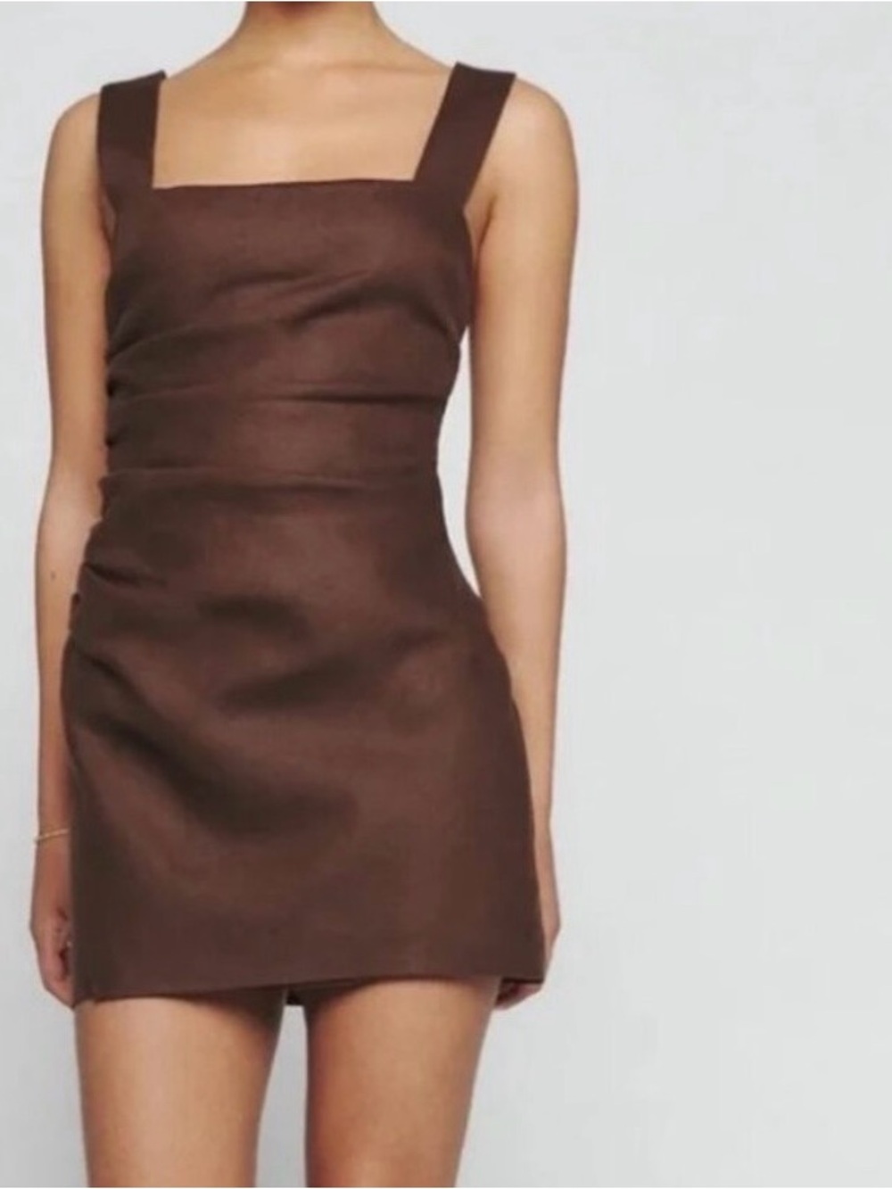Reformation Kerrigan Linen Dress - Chocolate Brown - Size 6